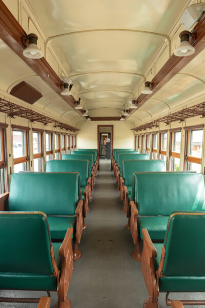 Looking down a train car on the Everett Railroad in Hollidaysburg Pennsylvania