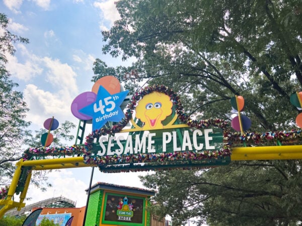 The entrance sign to Sesame Place in Bucks County Pennsylvania