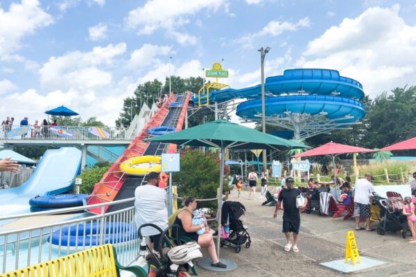 A collection of waterslides at Sesame Place in Langhorne, PA