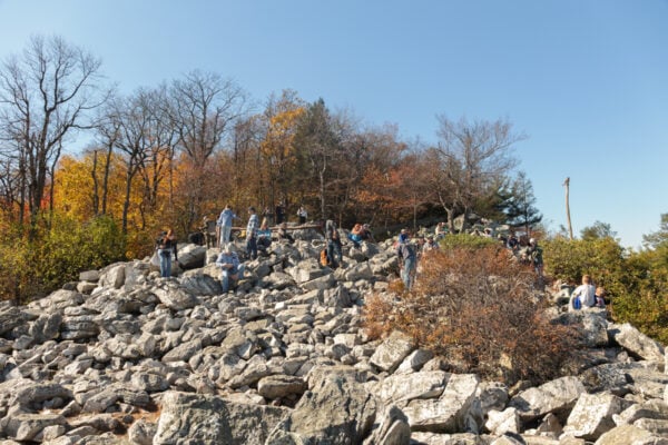 A boulder field at the North Lookout at the Hawk Mountain Sanctuary in Pennsylvania