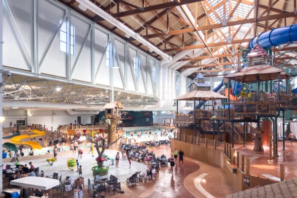 Overlooking the waterpark in the Pocono's Great Wolf Lodge in PA