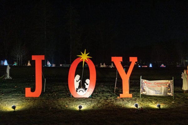 JOY display at Christmas in the Park in Mercer County PA