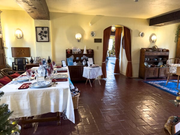 Dining room set up for Christmas during the Festival of Trees at the Pearl Buck House in PA