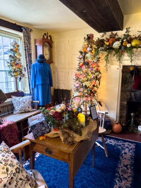 A tree set up in the living room at the Festival of Trees at the Pearl Buck House in Bucks County Pennsylvania