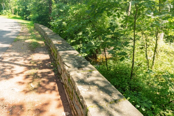 Sidewall with dinosaur footprints on the Gettysburg Battlefield in Adams County Pennsylvania