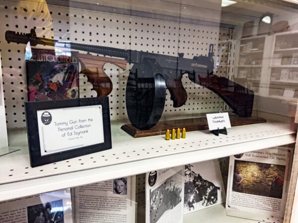 Tommy gun on display inside the Eliot Ness Museum in Coudersport PA