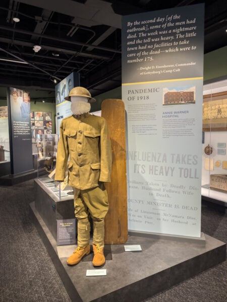 Military uniform on display in the Gettysburg Beyond the Battle Museum in PA