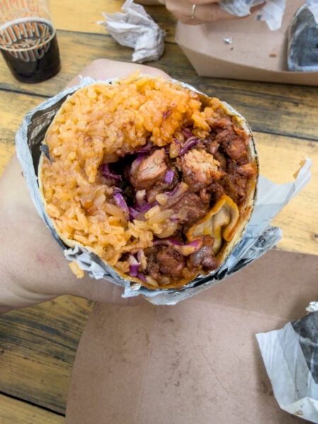 Inside of a burrito at Sickman's Mill in Lancaster County, Pennsylvania
