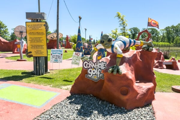 The entrance to the world's first Cornhole Golf course in Mars Pennsylvania