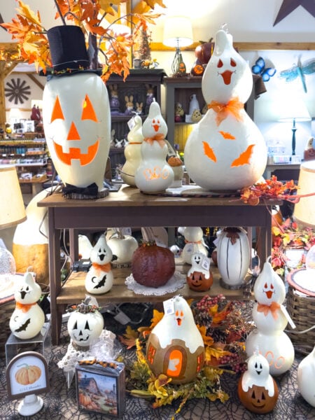 Snowmen made of gourds at Meadowbrooke Goards near Newville, PA